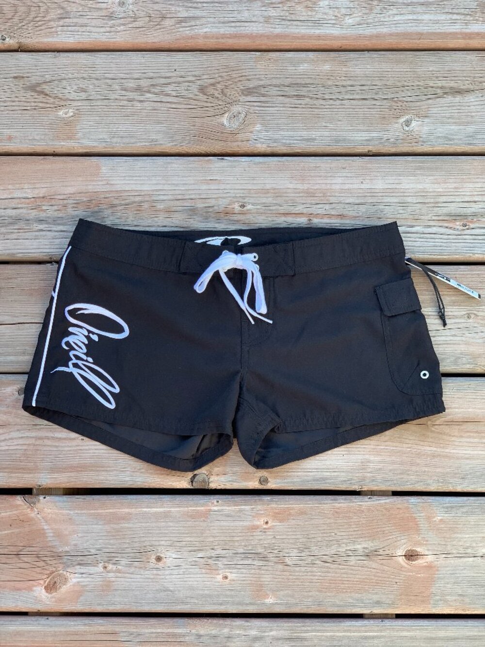 Oneill Board Shorts Women Junior 5 Black White Size Y2K Low Rise Surf Swim Beach